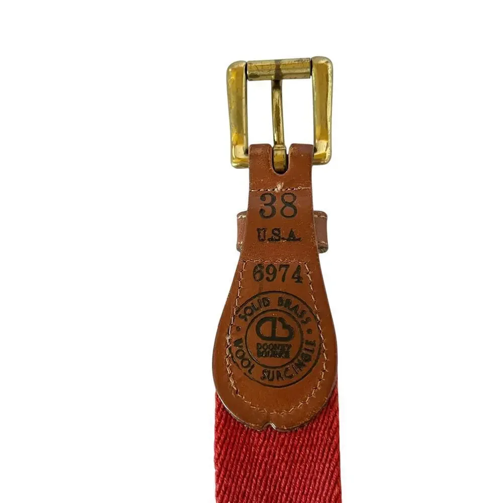 Dooney & Bourke Vintage Leather Red Wool Surcingle Belt Size 38